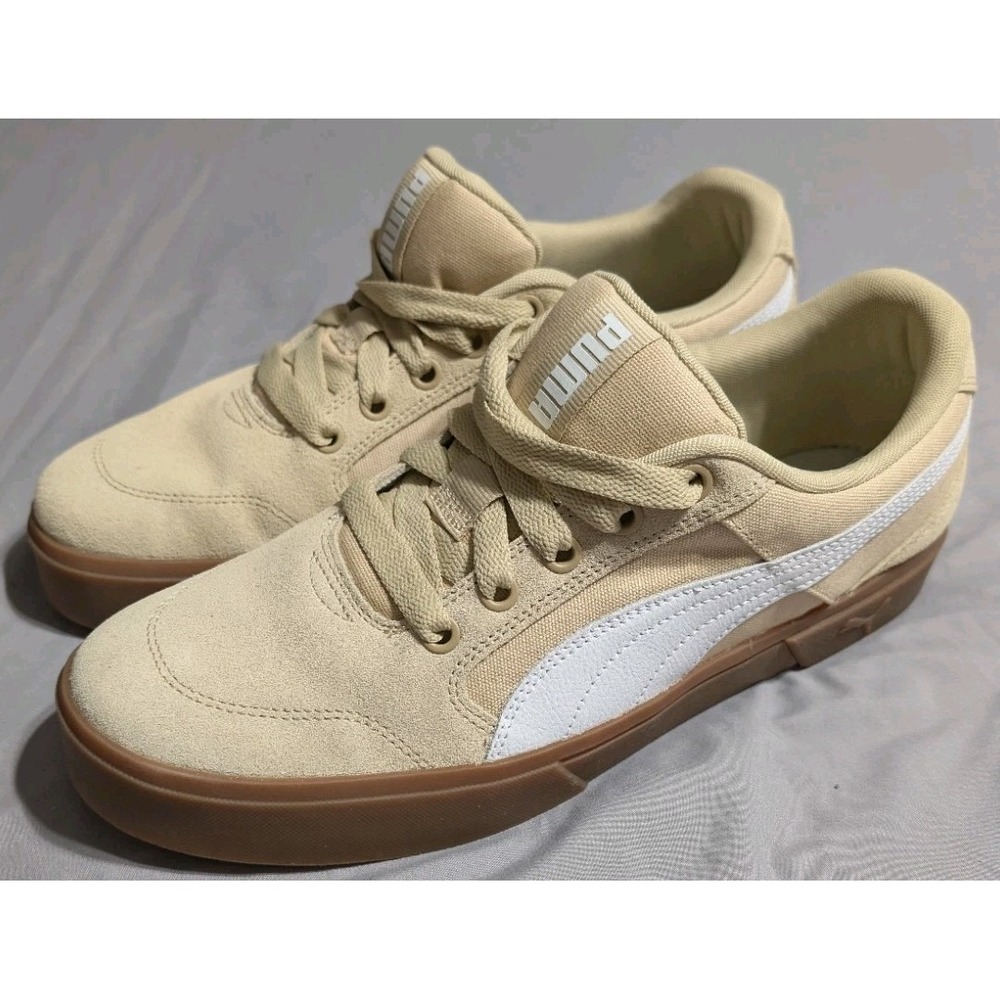 Puma C-Rey Mens 13 Cream Tan Suede Gum Sole Casual Sneakers 382880-07